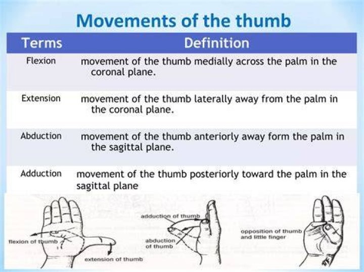 What plane is Thumb abduction?