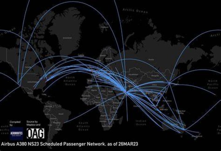 What routes does BA fly the a380?